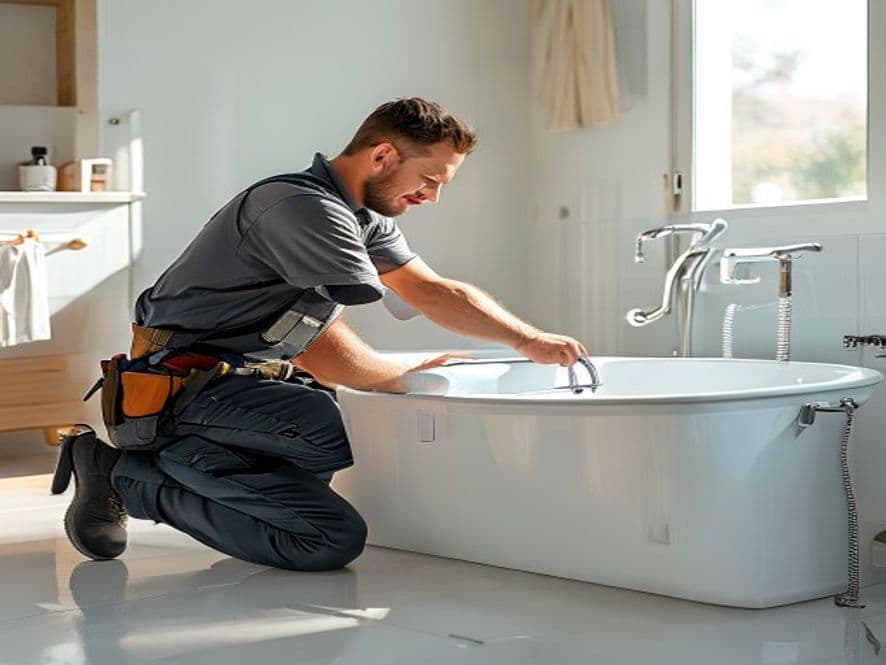 A modern accessible walk-in tub with a low step-in door